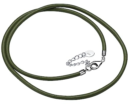 F.ZENI Lederkette 925 Sterlingsilber Karabinerverschluss Echt leder Halskette 3mm breit Damen Herren Kette für Anhänger charm 40-65cm DIY Lederschnur Kette Schmuck mit Geschenkbox