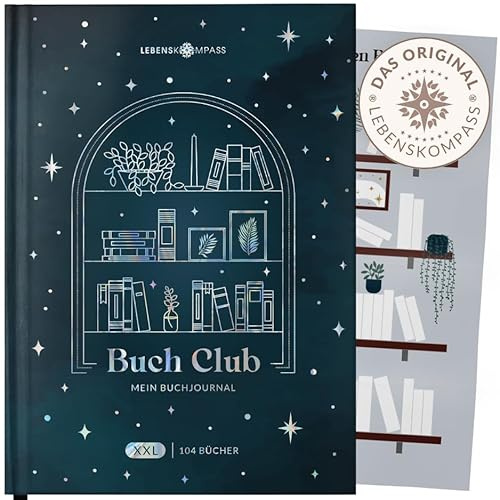 Lebenskompass Buchclub XXL - Das Lesetagebuch & Book Journal SAPHIR - Hardcover DIN A5 Tagebuch für Erwachsene - Book Club Reading Bullet Journal Tracker - Booktok