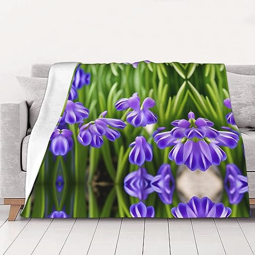 Hyazinthen-Blumen-bedruckte Mikrofaser-Decke, Sofa-Überwurf, Flanell, flauschig, weich, warm, Überwurf, Decken für Bett, Couch, Reisen, 203 x 152 cm