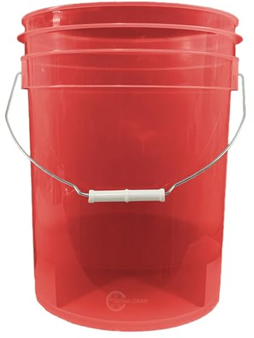 DETAIL GEAR Ultimate Clear Transparent Car Wash Bucket - RED - 20L (5 Gallons) (1 Bucket and Grit Guard)