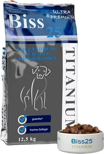 Biss25 Titanium (12,5 kg) | glutenfrei | Premium Trockenfutter | für empfindliche Hunde Aller Altersgruppen