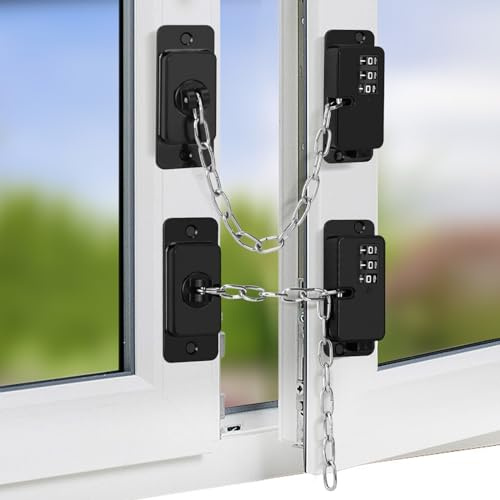 Lot de 2 Verrous de Réfrigérateur à Combinaison, NewBinn Réglable Verrous de Sécurité Fenêtre pour UPVC, Adhésive Réfrigérateur Congélateur Avec Code, Sans Perçage, Noir