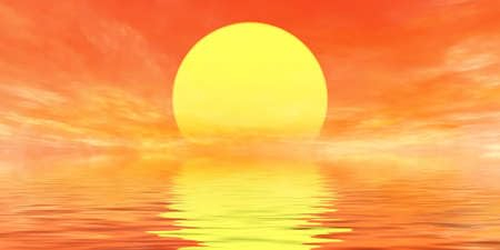 adrium Acryl-Bild 120 x 60 cm: Fantasy-Sonnenuntergang-Sonnenaufgang auf Meerespanorama, helle, wunderschöne Sonnenuntergangswolken. Spiegelung von Himmel (177768264)