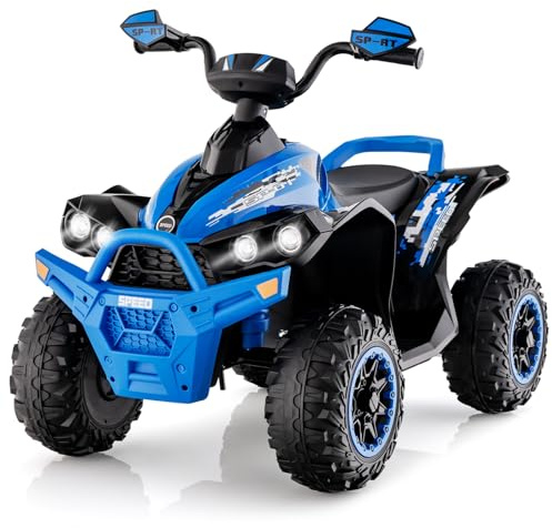 COSTWAY 12V Elektro Kinderquad mit Musik, Hupe & LED Scheinwerfer, Elektroquad, Kinder Quad 2,2-4,3 km/h, für Kleinkinder ab 3 Jahre (Blau)