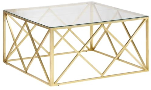 vidaXL Soffbord guld rostfritt stål och härdat glas