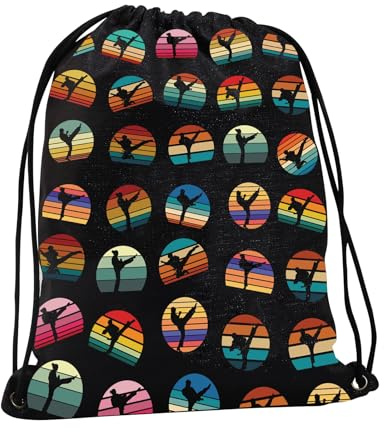 PXTIDY Taekwondo Martial Arts Drawstring Bag Karate Taekwondo Gift for Taekwondo Lover Black Belt Taekwondo Gym Bag