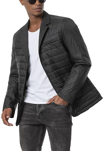 Redbridge Chaqueta Acolchada Hombre Elegante Estilo Blazer Aspecto Plumón, Chaqueta Ligera Entretiempo Negra Talla Unisex Larga Manga Formal Otoño Primavera