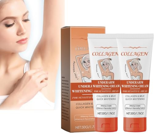 Underarm Whitening Cream, Aufhellende Creme für Achseln, Knie, Ellbogen, Empfindliche und Private Bereiche, Hellt, Nährt, Repariert und Stellt die Haut Wieder (2PCS, 50g)
