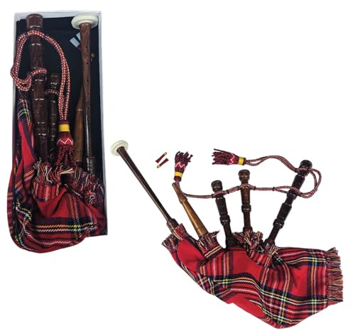 Tartancity Kids Playable Bagpipe in Royal Stewart Tartan – Junior Child's Bagpipe With 2 Reeds