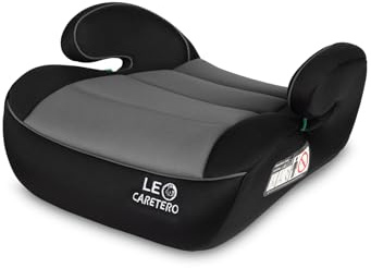 CARETERO - i-Size Autositz für Kinder 125-150 cm - Auto Sitzerhöhung für Kinder für Fahrzeuge mit 3-Punkt-Gurten - Ergonomische Armlehnen - Weiche, Abnehmbare Polsterung - Grau
