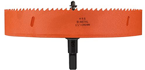 kit de sierra de corona， Cortador de agujeros HSS de profundidad de corte bimetálico, diámetro 200-250 mm, adecuado for cortar madera, paneles de yeso y láminas de metal blando(Diameter 250mm)