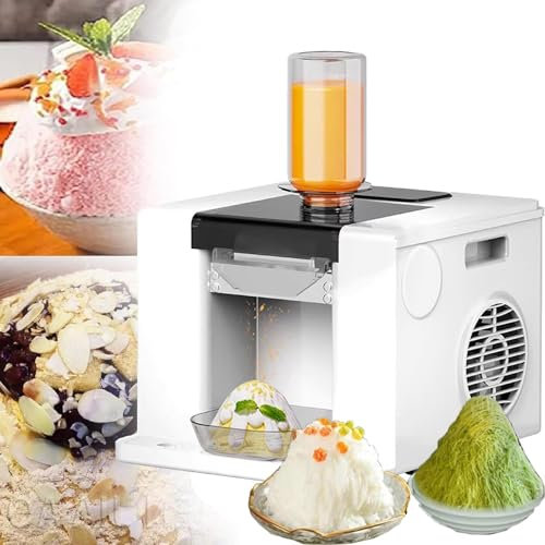 Máquina De Hielo Raspado Totalmente Automática, Capacidad De 60 Kg/Día, Refrigeración Por Aire para Food Trucks, Restaurantes, Tiendas De Té con Leche y Uso Doméstico,White
