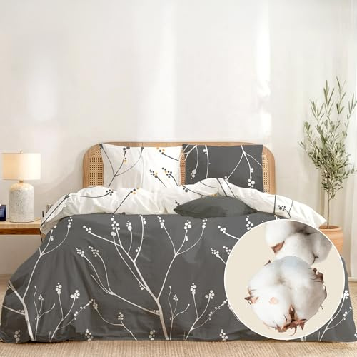 Dreamzie Bettwäsche 200x200 Baumwolle 3-teilig - Abstrakt Grau - 1 Bettbezug 200x200 + 2 Kissenbezug 80x80 - Bettwäsche-Set mit Reißverschluss - Oeko-Tex - Pflegeleicht & Bedruckt