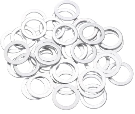 sourcing map 150 arandelas planas de aluminio, juntas redondas de 14 x 20 x 1,5 mm, espaciadores planos para tornillos, pernos, accesorios de reparación de maquinaria, construcción al aire libre, tono