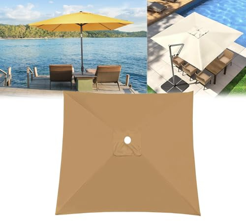 Parasol De Terrasse Rectangulaire, Auvent De Remplacement Pour Parapluie, 300x200 200x200 300x300cm Tissu Toile De Rechange Pour Déporté Parasol, Carré Housse De Marché Imperméable Durable(Khaki,300X3