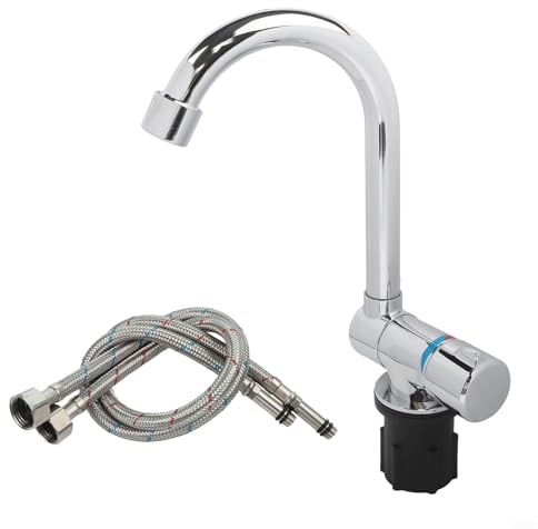 Klappbarer Wasserhahn Mischbatterie für Wohnmobile Flexibler Drehmechanismus 180° vertikal 360° horizontal Kompakt platzsparendes Design Kupfer verchromt Für Wohnwagen Boote Yachten Silber