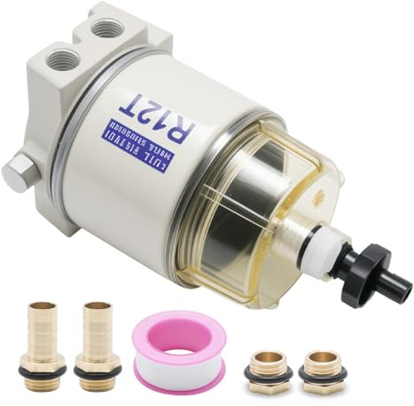 Ollanoos Kraftstofffilter, Boot 30 GPH 10 Mikron R12T Boot Marine Rotation Kraftstofffilter Wasserabscheider, Geeignet für Schnellboot Öltanker und Marineschiffe
