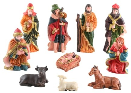 Generisch Figuras de belén decoración navideña, decoraciones religiosas de Navidad, figuras de belén en miniatura de resina para alféizar de ventana, decoración de mesa, sala de estar