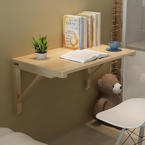 Robuster, klappbarer Wandtisch, höhenverstellbar, platzsparender Schreibtisch mit integriertem Regal für Zuhause, Büro, Arbeitszimmer, Fernseher und Laptop, 60 x 40 cm, Braun