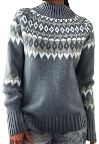 Generisch Jersey de punto grueso para mujer, de invierno, cálido, cuello alto, suave, cómodo, informal, de otoño