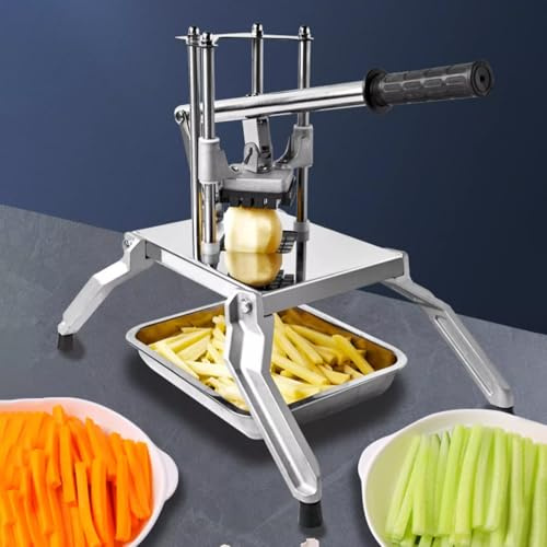 Generico Taglia Patate Professionale for Patatine Fritte, Affetta Patate con Ventose, Tritaverdure in Acciaio Inox for Ravanelli, Cetrioli, Mele, Pere