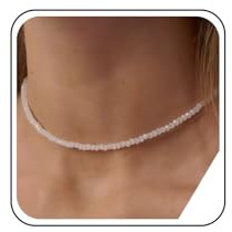 Inateannal Spinell Perlen Halskette Weiß Kristall Perlen Halskette Kette Kurz Perle Halsketten Cz Kleine Perle Halsketten Choker Schmuck Für Frauen