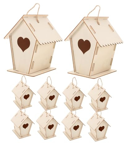 BESPORTBLE 12 pièces Kit Nichoir à Peindre pour Garçon Fille DIY Nichoirs Suspendus Miniatures pour Jardin Activité Créative Manuelle et Décoration Extérieure