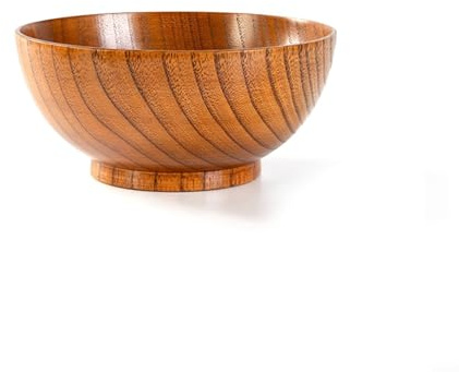 Bol en bois pour riz, soupe et salade, vaisselle en bois naturel avec design japonais, robuste et facile à nettoyer, récipient alimentaire pour cuisine, salle à manger (18 cm)