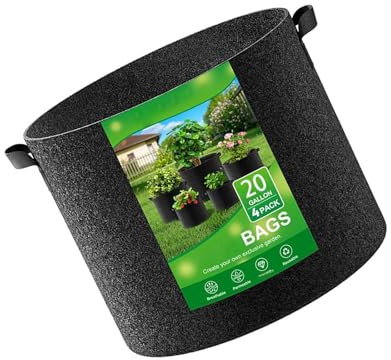 Pocoiau 4 Stück Vlies-Pflanzen-Wachstumsbeutel, wiederverwendbar, Gartenbehälter, optimale Wurzelbelüftung für Blumen, Pflanzsäcke