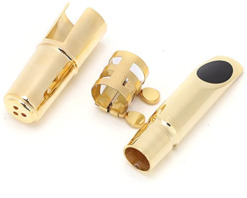 Cryfokt Embout de Saxophone 5C en Laiton de Haute qualité, Idéal pour la Musique Classique avec Coussinets Adaptés aux Fans de Saxophone Alto Eb Sax Gold