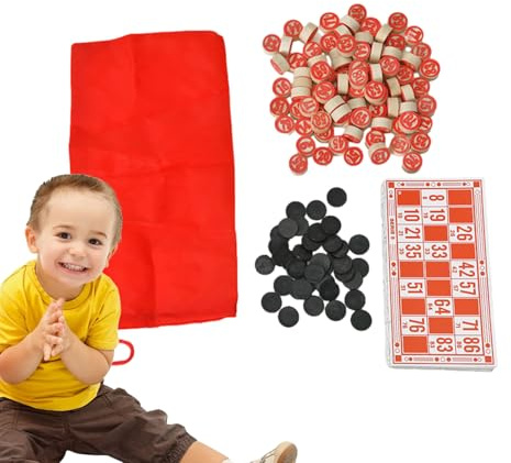 Bingo Loto av trä – 30 cm stort ryskt brädspel, pedagogisk strategileksak | klassisk familjeunderhållning för barn och vuxna, resespel, interaktiv vintage-lekset m
