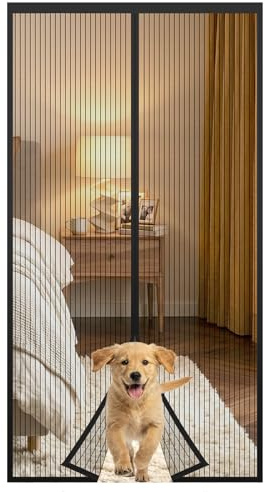 Anpro Fly Screens for Doors,Door Fly Screen 220x110 cm,Black | Keep Insects Out and Fresh Air In,Powerful Magnets Auto Close,Full Frame Magic Tape,No Tools Needed,Pet and Kid Friendly