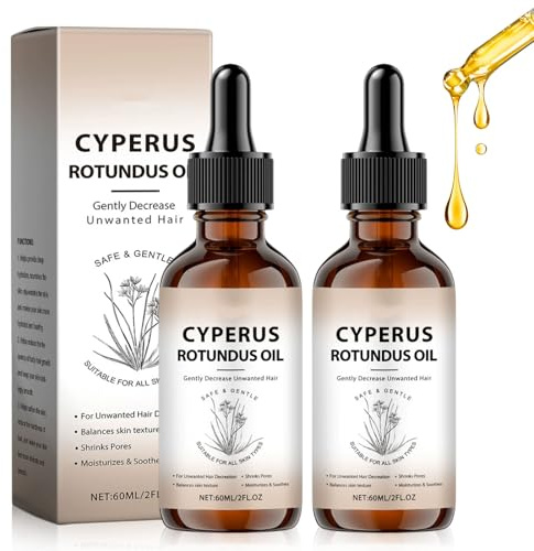 2 Pcs 60ml Cyperus Rotundus Oil for Hair Removal,Moisturising & Soothing Hair Removal Oil,Reduces Unwanted Body Hair Growth for Face & Body All Skin Types,Women & Men