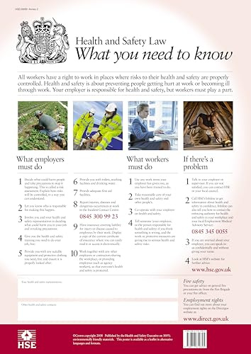 Health and Safety Law Poster HSE - What You Need To Know FWC30 2025 2026 (A4)