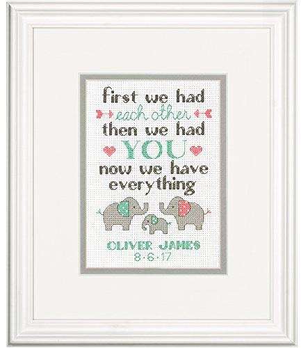 Dimensions Family Counted Cross Stitch Kit: Birth Record, Baumwolle, 12 x 17cm, 70-65162