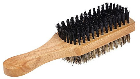 Men's Beard Brush Double-sided Facial Hair Brush Shaving Comb Male Mustache Brush Solid Wood Handle, Agréable au Toucher Brosse à barbe et Bois Naturel (M)