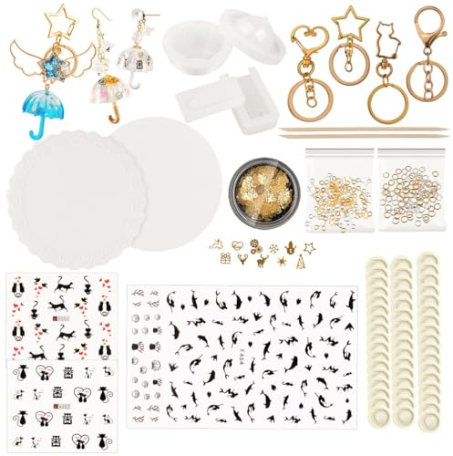 FUNSHOWCASE 3D Umbrella Resin Pendant Charm Silicone Mold Set, 263 Jewelry Casting Kits, DIY Epoxy Earrings Necklace Keychain Decorations