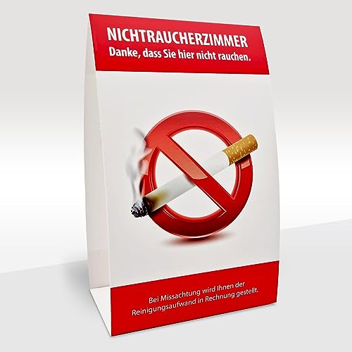 50x Gästehinweis, Tischaufsteller: NICHTRAUCHERZIMMER, non-smoking room, Rauchen verboten, Rauchfrei, 2-sprachig, Karton