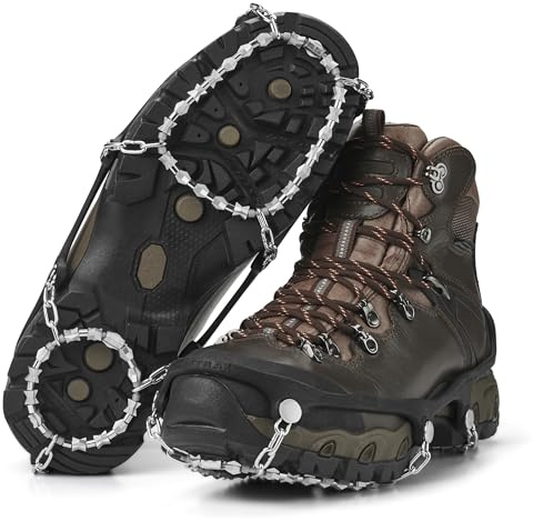 Yaktrax Diamond Grip Crampones Antideslizantes Nieve&Hielo – Agarre Completo para Caminar,Correr&Senderismo, Banda Elástica Resistente al Frío, Fáciles de Poner, Ligeros, Resistentes, Negros, L