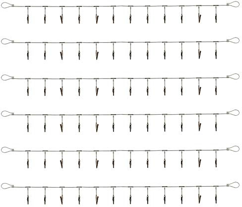 MOUNTAIN_ARK 6 Pack 5 ft Steel Wall Hanging Photo Display Cable Wire Rod String with 12PCS Clips, Picture Holders for Kids Crafts, Notes