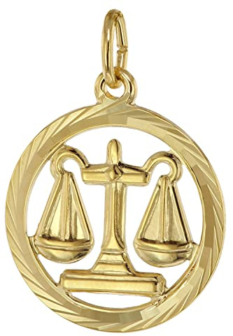 trendor Sternzeichen Waage 333 Gold Anhänger Ø 16 mm 39000-10 | modischer Sternzeichen Anhänger aus Echtgold für Damen und Herren, elegante Geschenkidee,