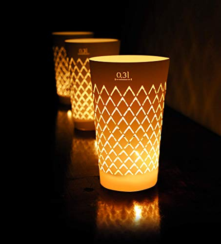 GERIPPTES LICHT 0,3L 3ER SET WEIß, Papierschirm für Gerippte oder Teelichtgläser, Äppelwoi Lichthülle, Deko für Apfelweinliebhaber, Weihnachtsschmuck Geschenkidee Frankfurt, Souvenir aus Hessen
