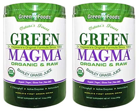 Confezione risparmio 2 x GREEN MAGMA® - 300 gr Polvere - a base di succo di giovani foglie di Erba d’orzo estratte a crudo, 100% biologico.