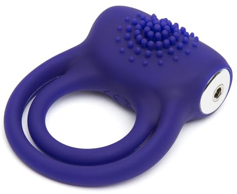 Lovehoney Bed Ringer Vibrating Double Cock Ring | USB Rechargeable Silicone Penis Ring with 12 Vibrations | Love Ring with Textured Clitoral Stimulator | Waterproof | Adult Sex Toys for Men & Women