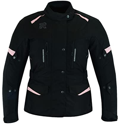 RS Giacca Moto Donna Tessile Inverno Impermeabile Con (CE) Protezioni, Rosa, S
