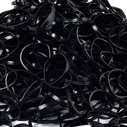 DITZY DOLL BLACK ELASTIC BANDS - 1000 Pack Pack Mini Rubber Hair Soft Braiding Kids Children Adults Salon Dreadlocks Wedding Hairstyle