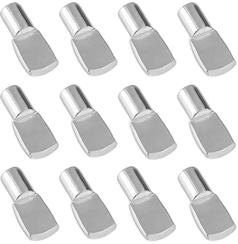 Lot de 40 piquets d'étagère en forme de cuillère de 6,35 mm pour étagères, armoires, meubles plaqués nickel