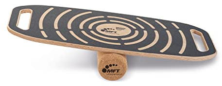 MFT Balance Board [Made in Austria] Indoor Balance Board aus Holz Freestyle Wackelbrett für Spaß, Training, Fitness Wackelbrett Sportgeräte Zuhause für Gleichgewicht & Stabilität, mit Korkrolle