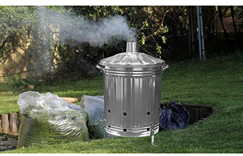 STAR SUPPLIES Strong Extra Large 90L Heavy Duty Galvanised Metal Fire Burning Incinerator Bin With Lid & Handles (2)