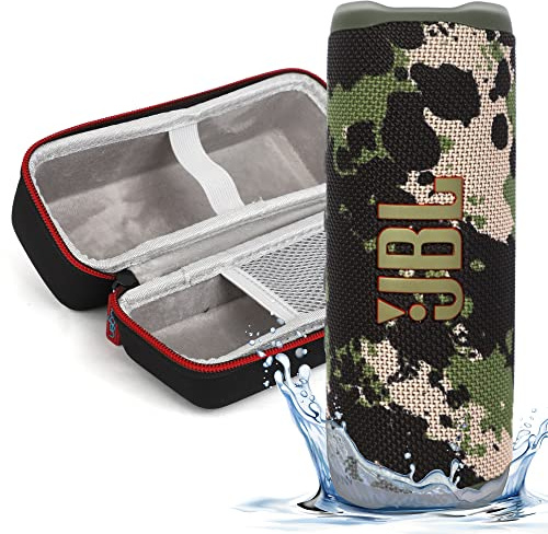 JBL Flip 6 - Altavoz Bluetooth portátil impermeable, sonido potente y graves profundos, IPX7 impermeable, 12 horas de tiempo de reproducción con funda rígida Megen, camuflaje